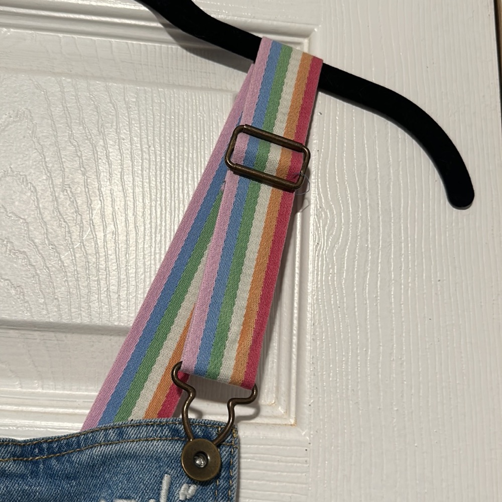 Pastel Rainbow Denim Oversized "Queen" Over-Alls - Picture 6 of 13